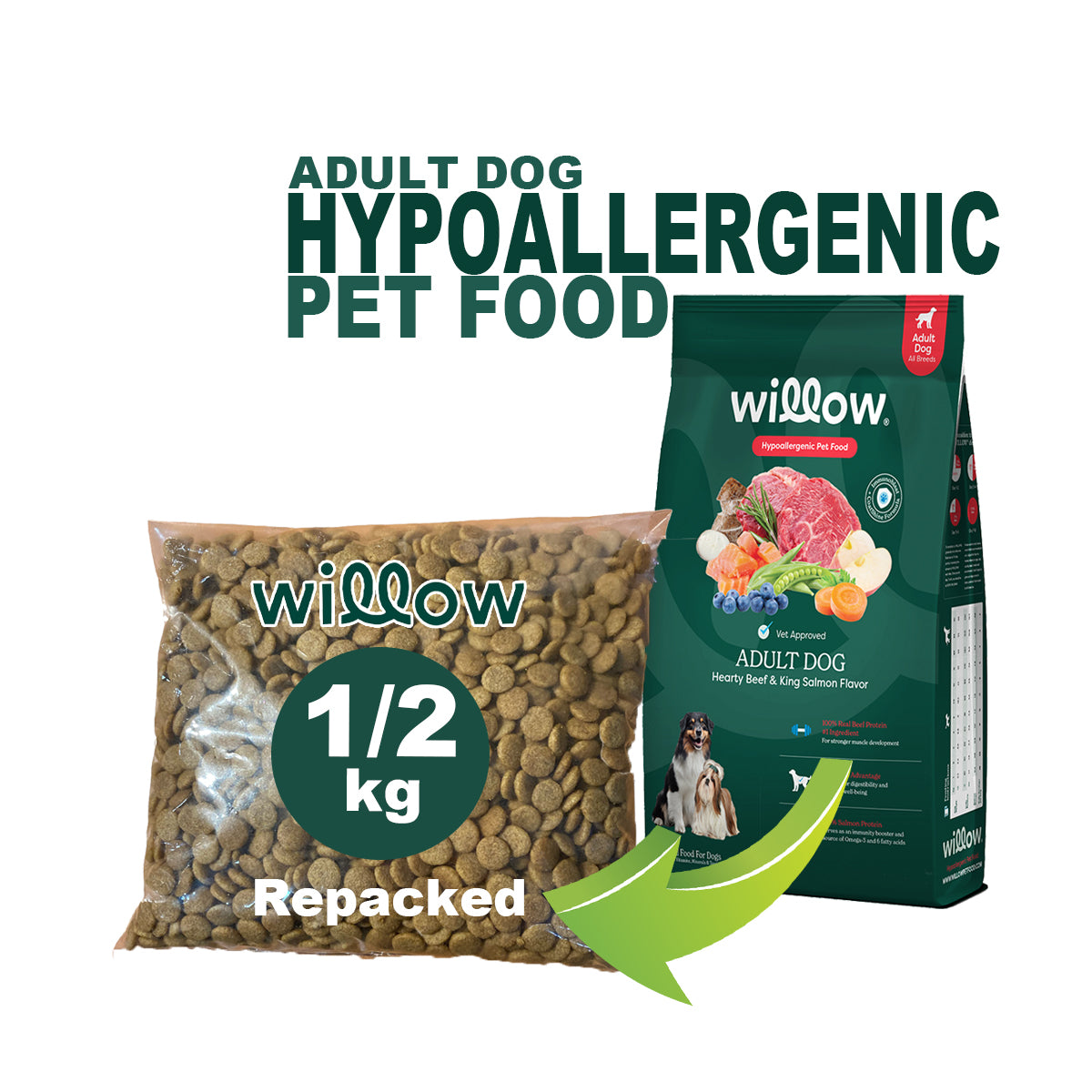 Willow HYPOALLERGENIC Adult Dog Hearty Beef and King Salmon