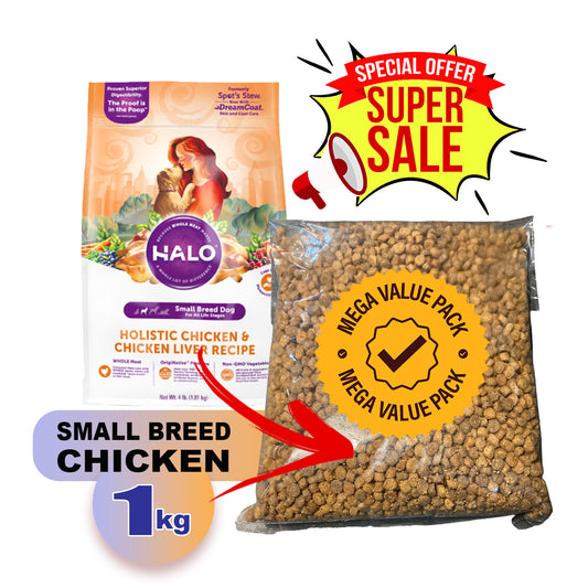 Halo Small Breed  Holistic Chicken & Chicken Liver Recipe Value Pack size Premium Dry Food - mog and marley
