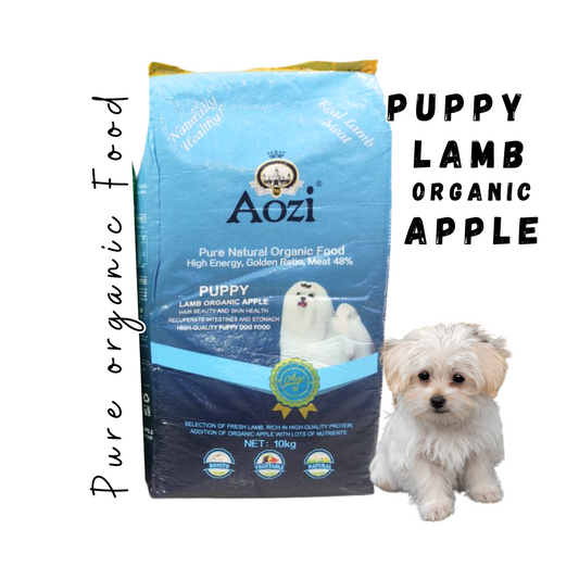 Aozi Lamb Organic Apple Puppy Dog Organic Food for all Breeds 1kg repacked - mog and marley