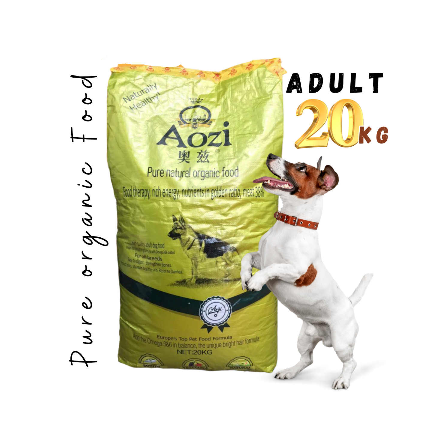 20kg Aozi Pure Natural Organic Food Adult Dog Food for all Breeds - mog and marley