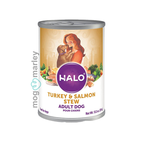 Halo Holistic Turkey and Salmon Stew Adult Dog Canned Food Healthy