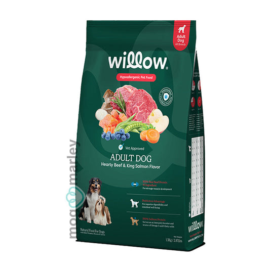 20kg Willow HYPOALLERGENIC Adult Dog Hearty Beef and King Salmon Dog Dry Food