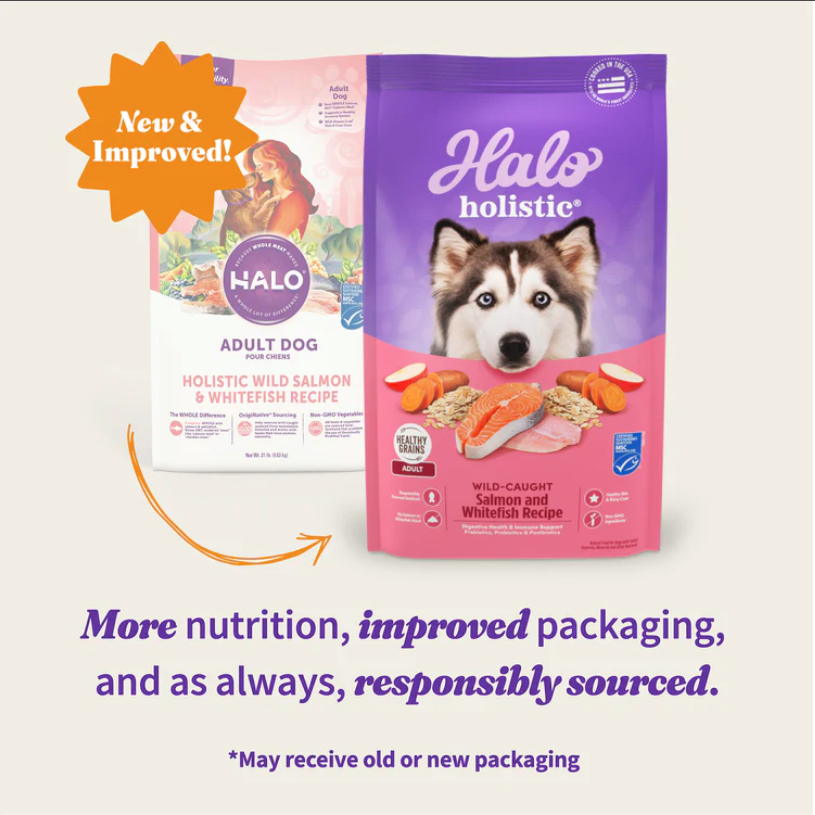 Halo Holistic Adult Dog Healthy Grains Wild-Caught Salmon & WhiteFish